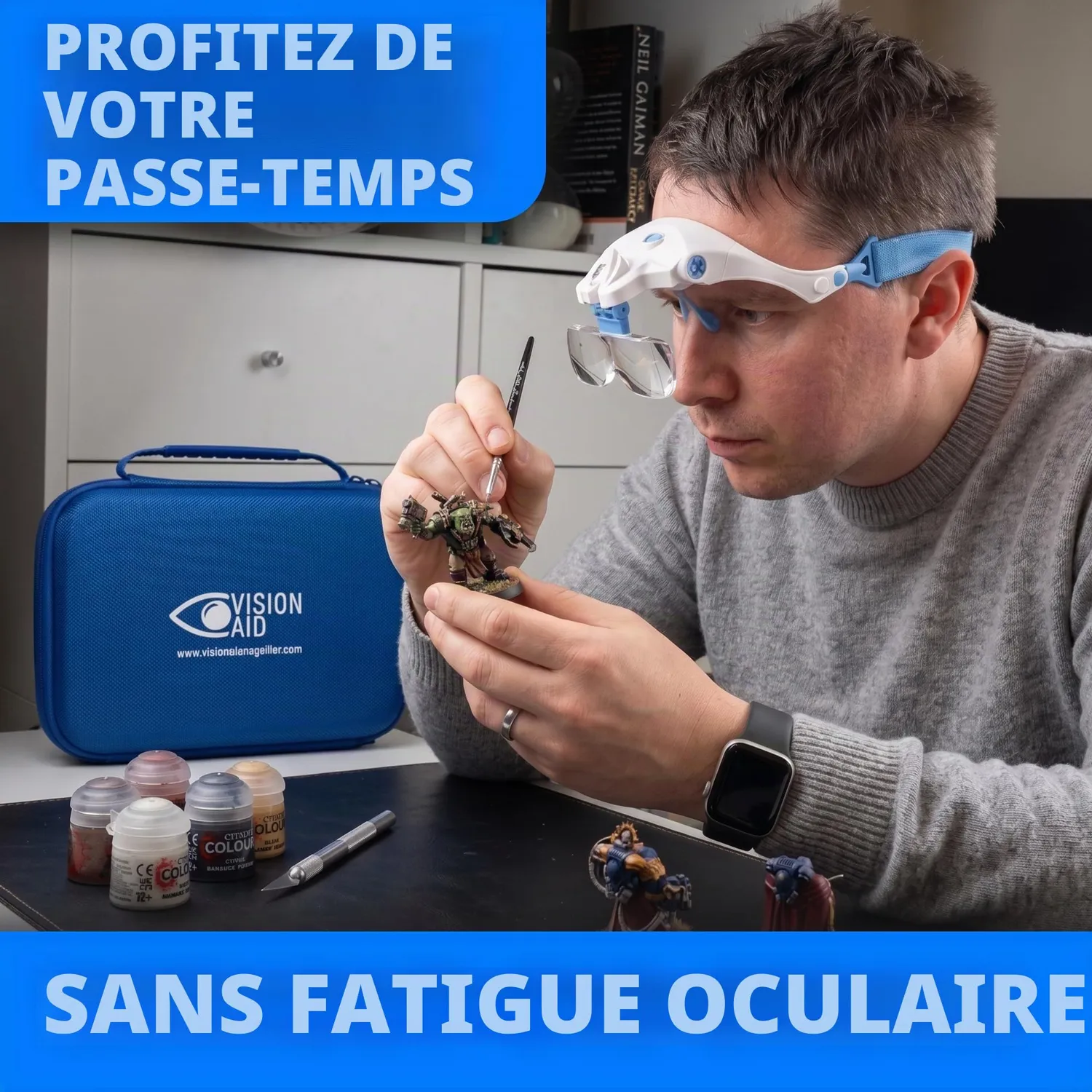 VisionAid Lunettes Loupe LED Rechargeable USB Kit Expert 5 Gross.