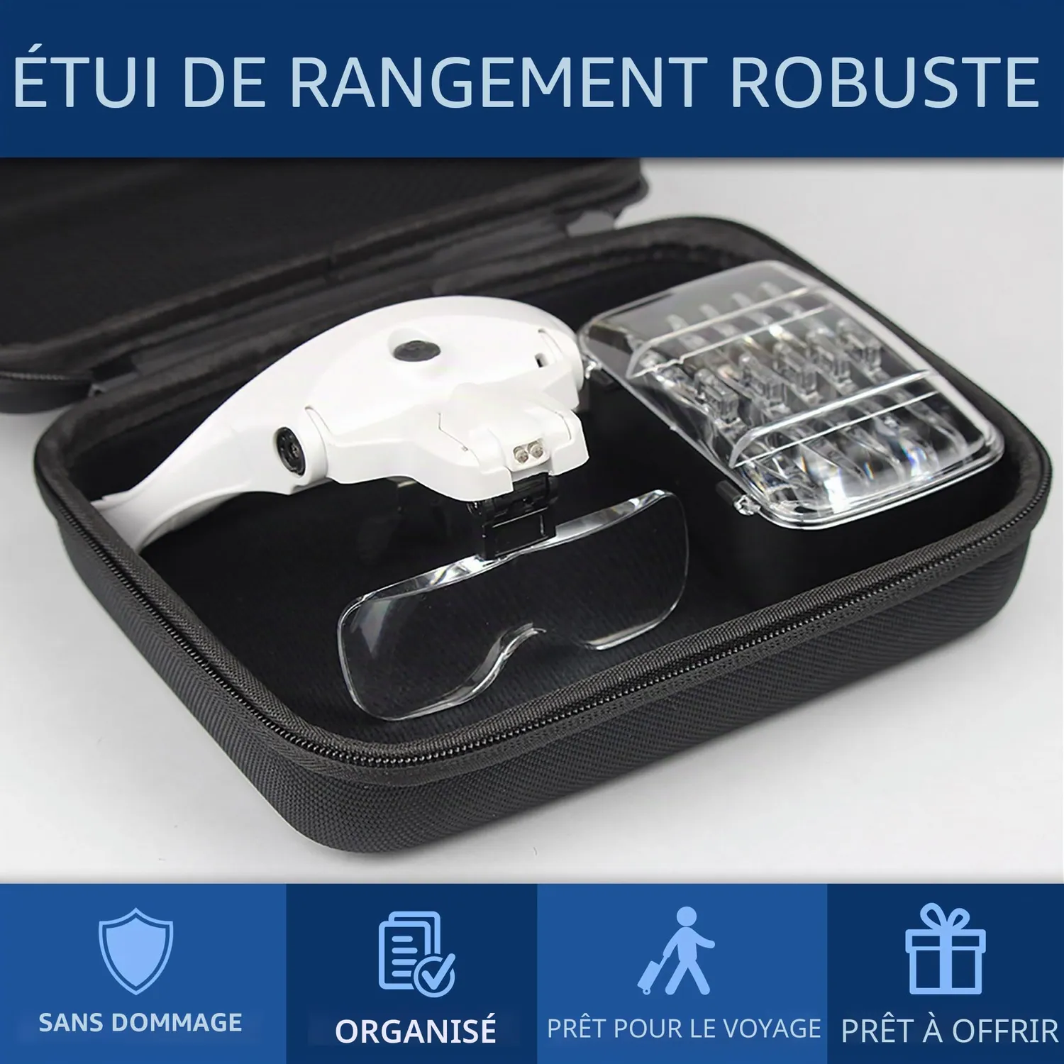 VisionAid lunettes loupe LED 5 verres mains libres rechargeable
