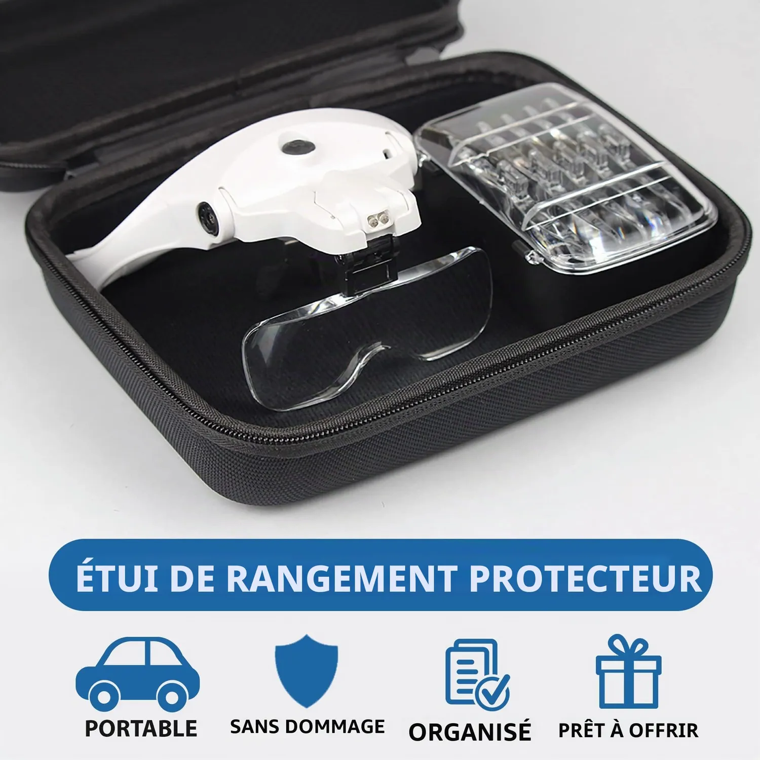 VisionAid Loupe bandeau lumineux mains libres 5 lentilles