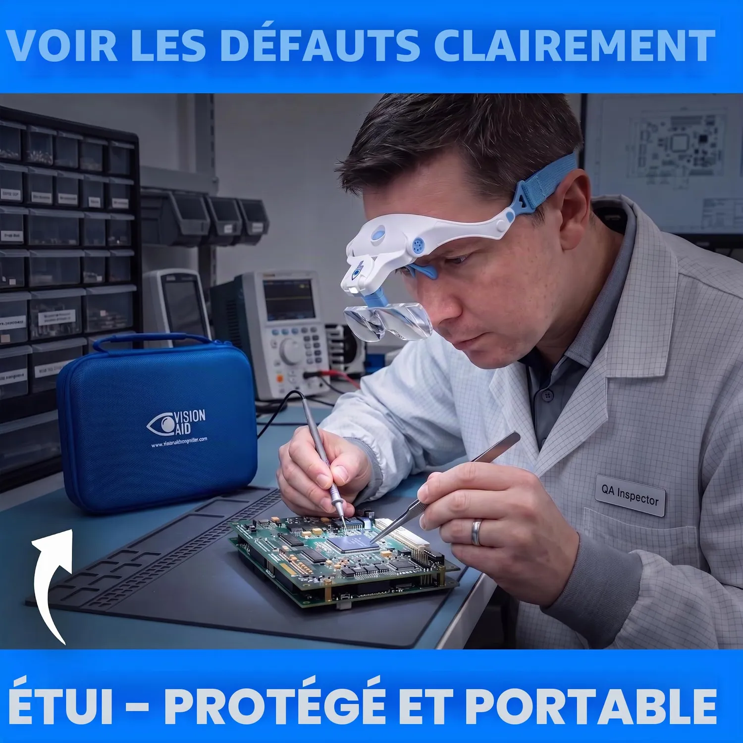 VisionAid Lunettes Loupe LED Rechargeable USB Kit Expert 5 Gross.