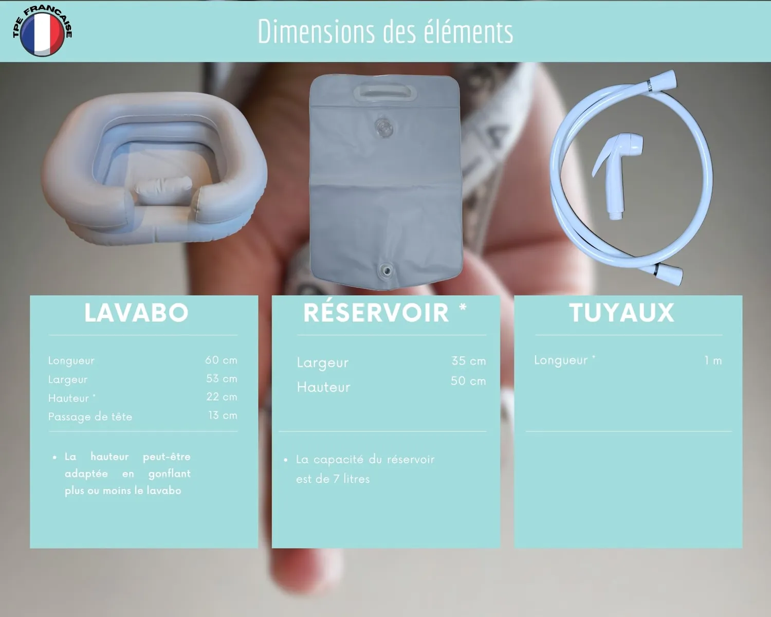 NIOTO Bac à Shampoing Gonflable 7 L avec Douchette