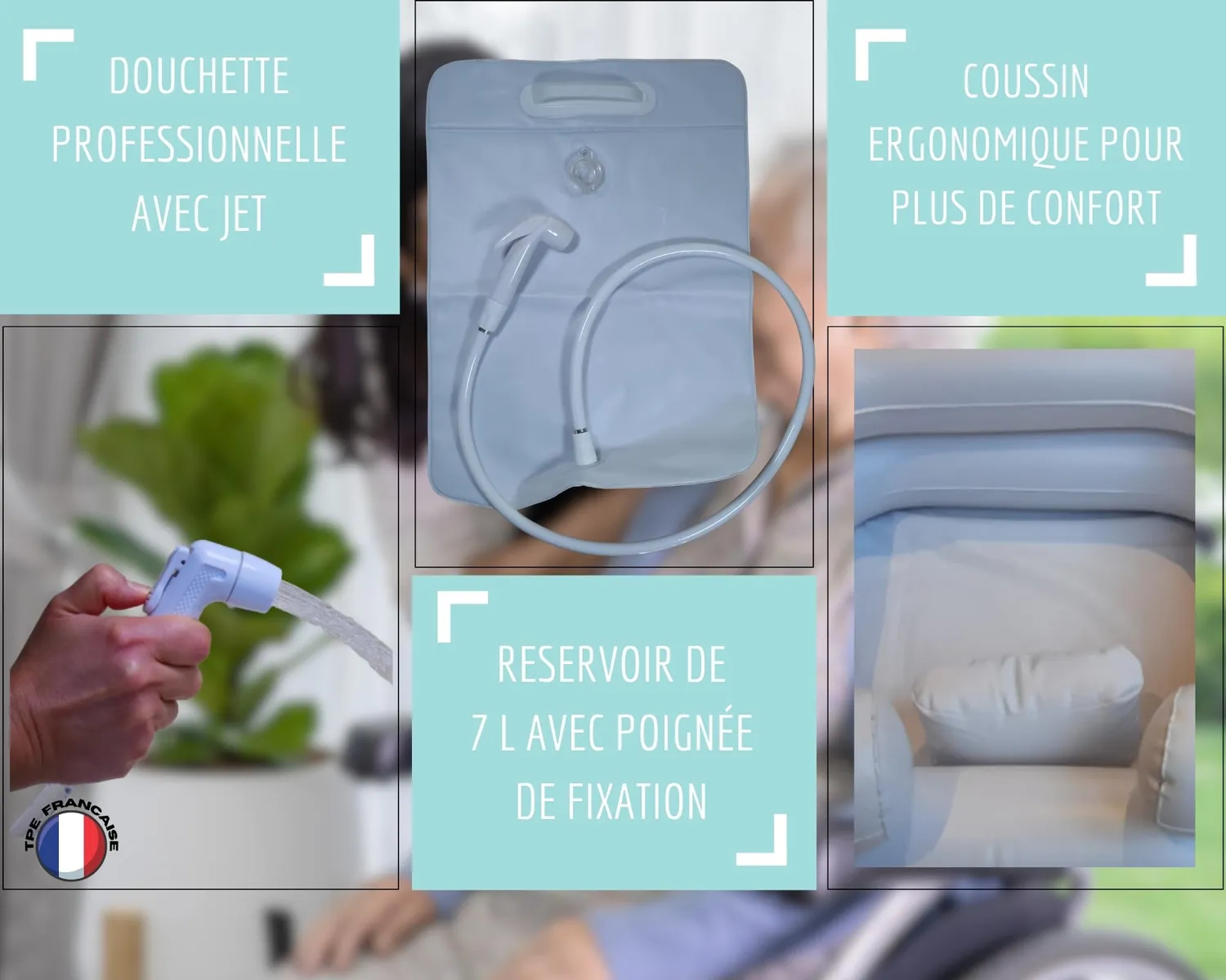 NIOTO Bac à Shampoing Gonflable 7 L avec Douchette