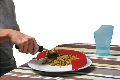 Identités rebord d'assiette clipsable blanc aide repas une main