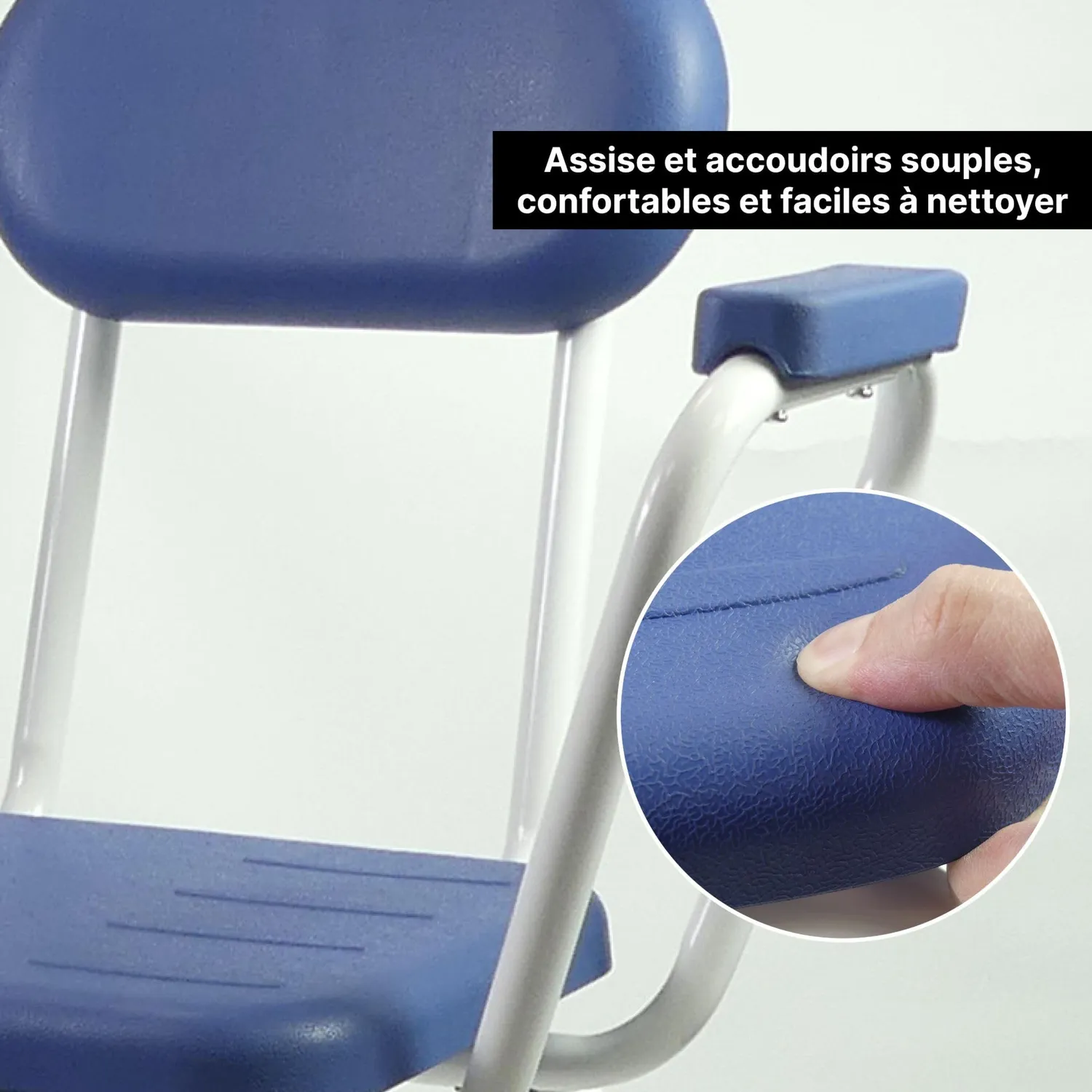Identités chaise haute capitonnée bleue 160 kg inclinée