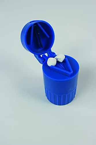 Identités Broyeur Coupe-Comprimé bleu poche avec réservoir