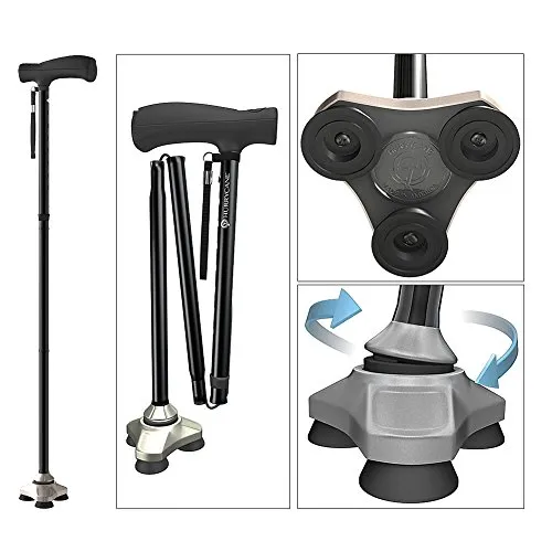 Identités Hurrycane canne marche rouge pliable 150 kg