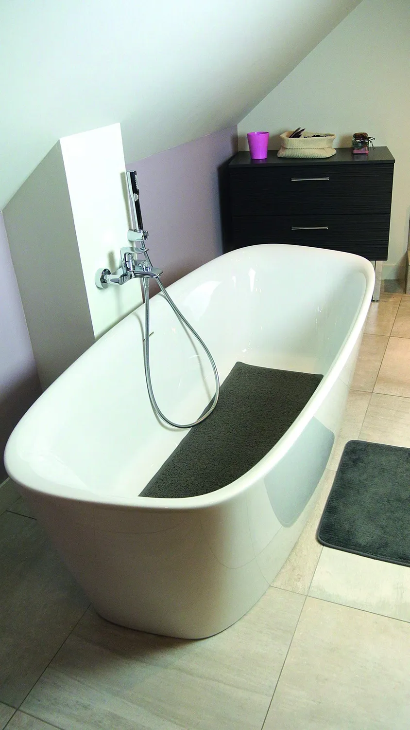 Identités Antigua tapis de baignoire antidérapant gris 100x40