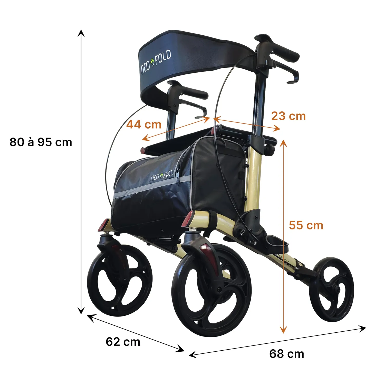Identités Neo Fold Evolution rollator champagne pliable