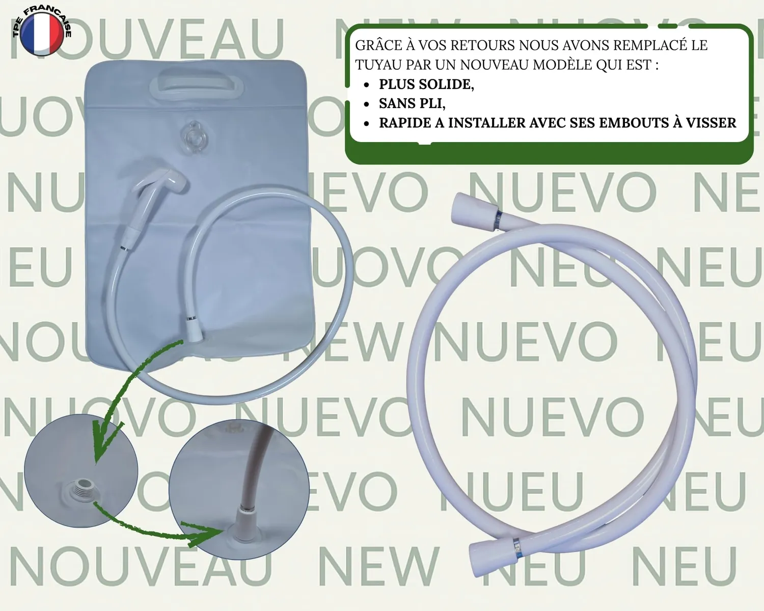 NIOTO Bac à Shampoing Gonflable 7 L avec Douchette