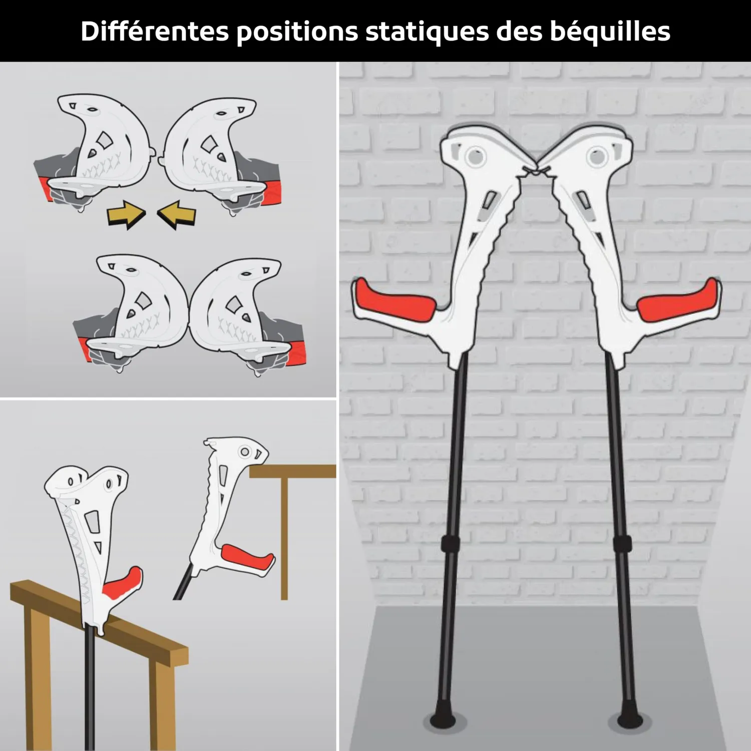 Identités SafeWalk béquilles alu blanc 130 kg