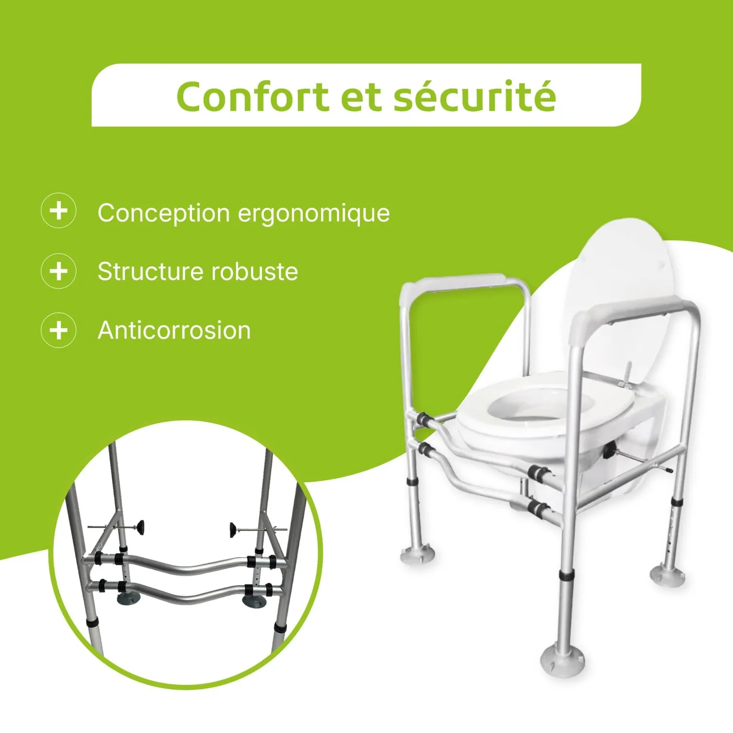 Identités Bermudes accoudoirs WC alu 125 kg