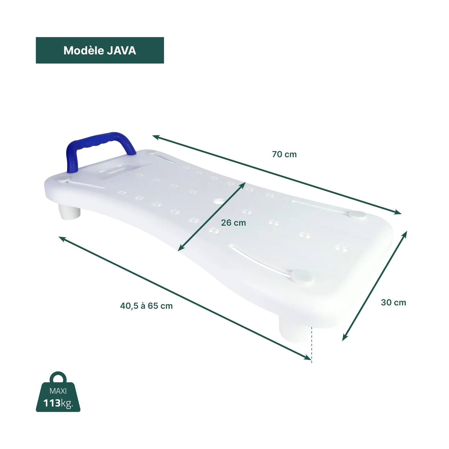 Identités Java planche de bain 70 cm 100 kg