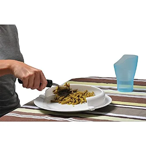 Identités rebord d'assiette clipsable blanc aide repas une main
