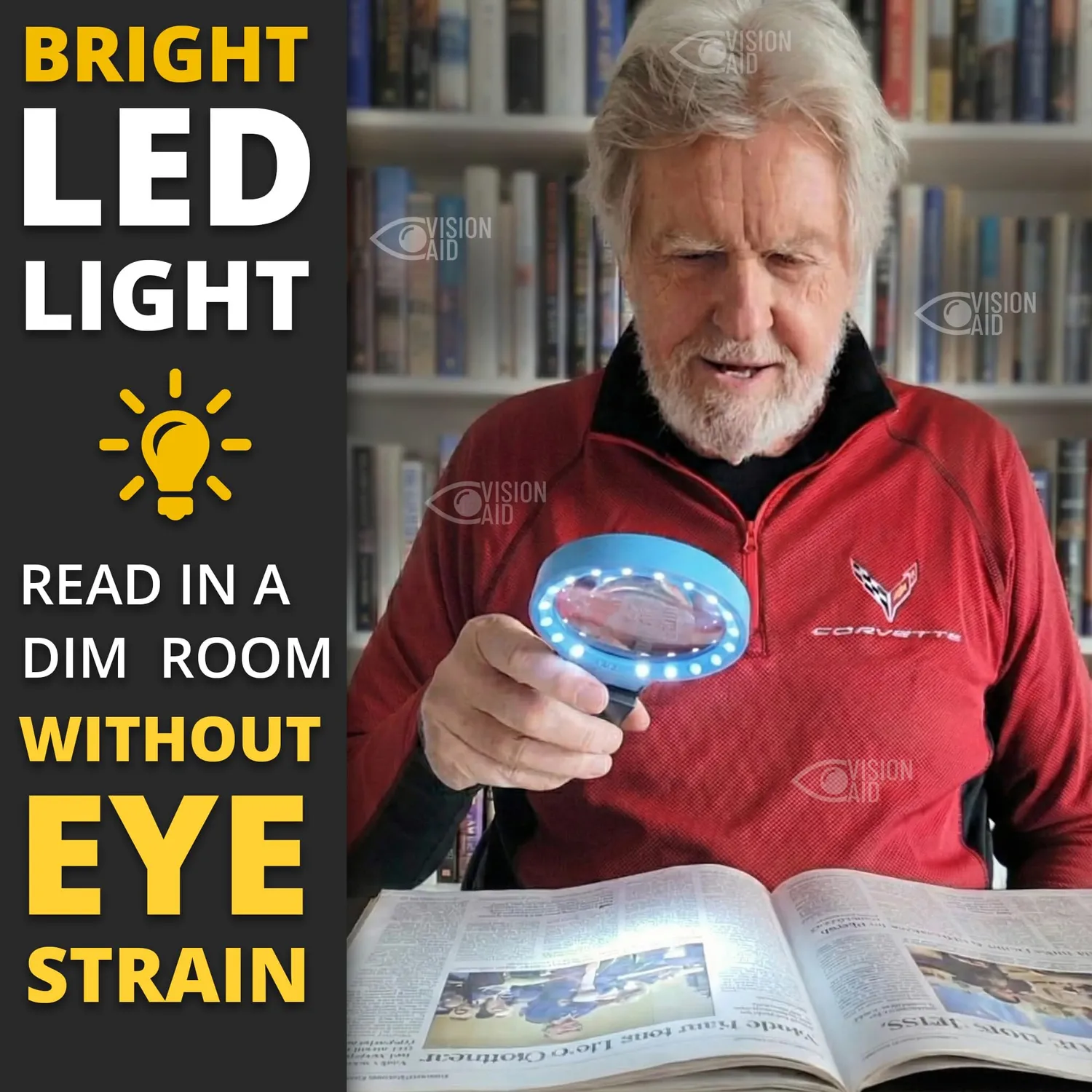 VisionAid Loupe 30X 10X LED mains libres 21 lampes