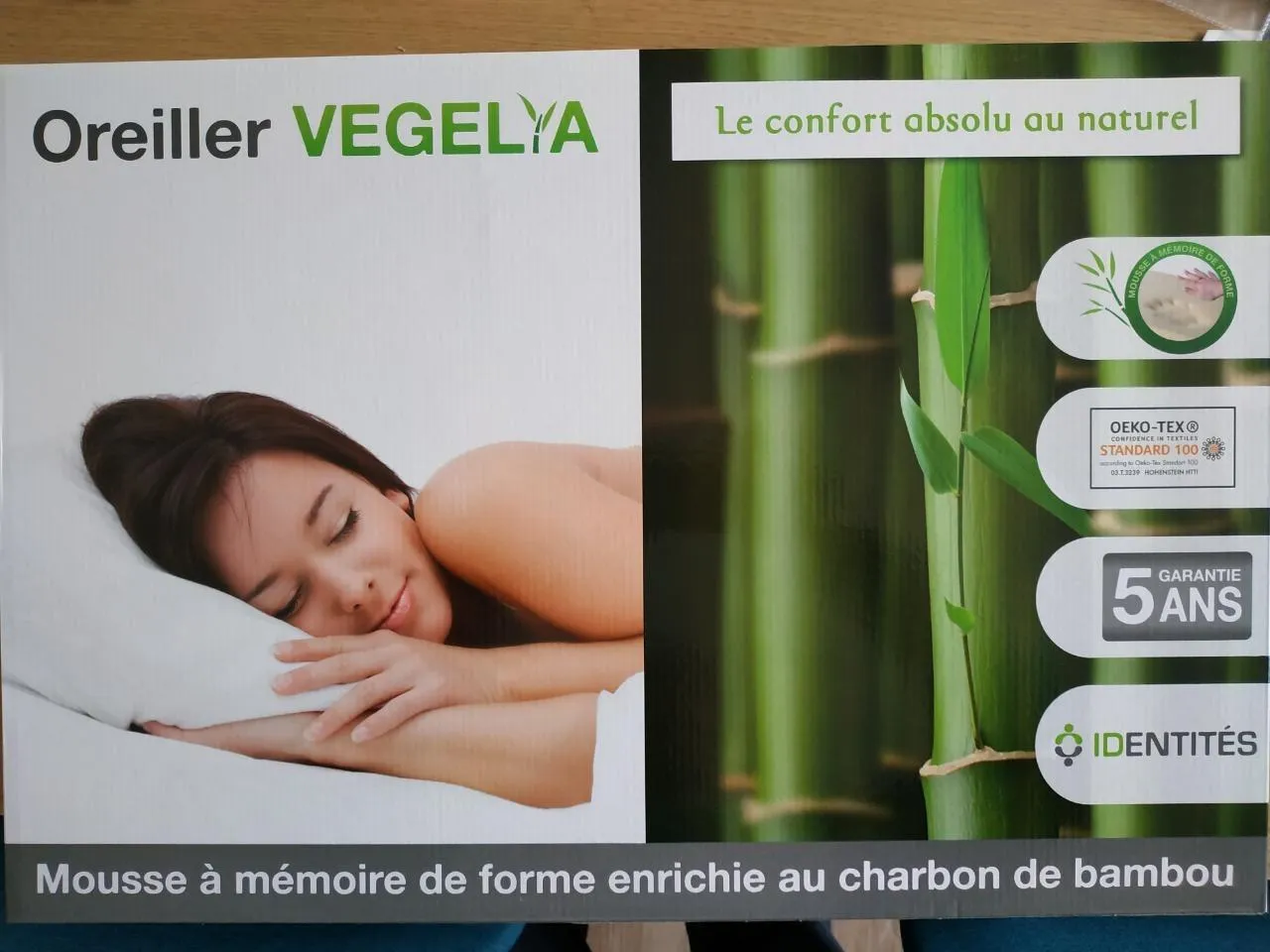 Identités Vegelya Grand Modèle oreiller mémoire charbon