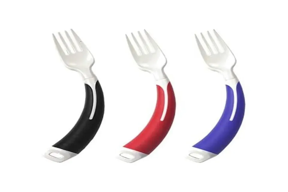 Identités Plastic-Grip fourchette ergonomique droitier rouge
