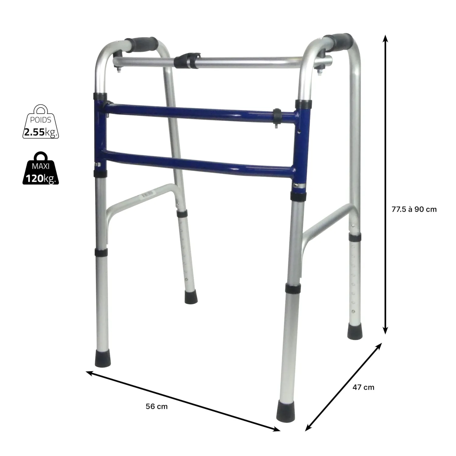 Identités Cadre de marche articulé pliable 120 kg