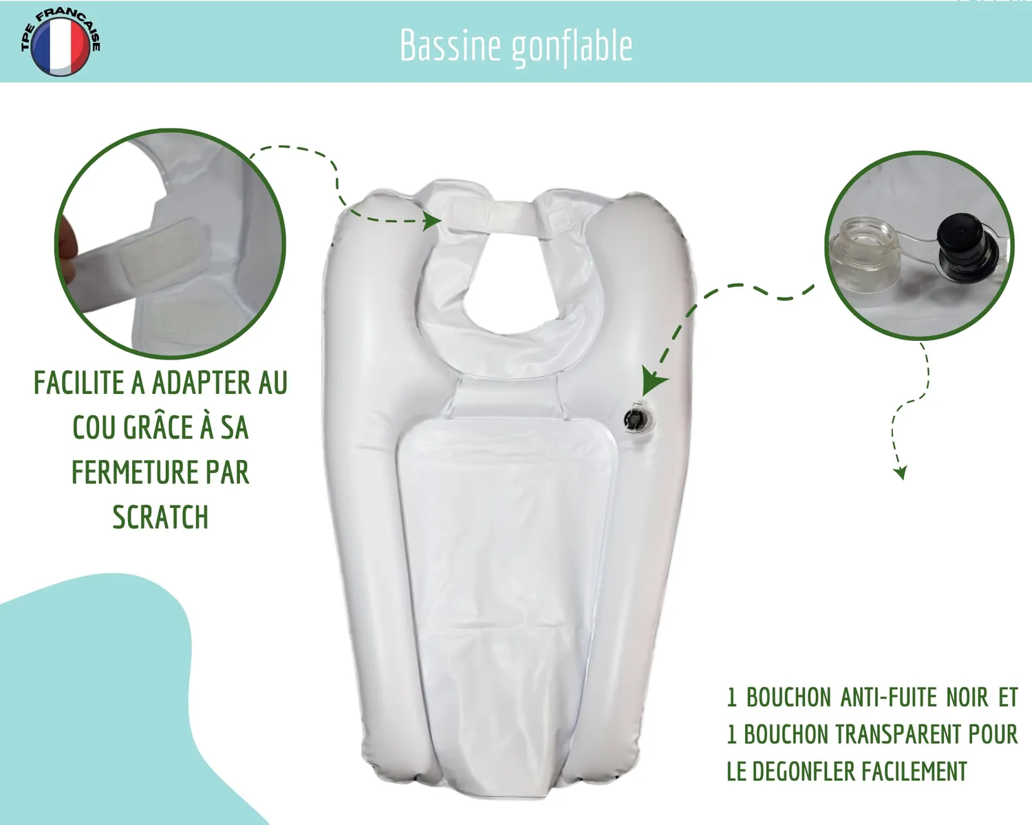 Nioto bac shampoing gonflable avec cape adulte