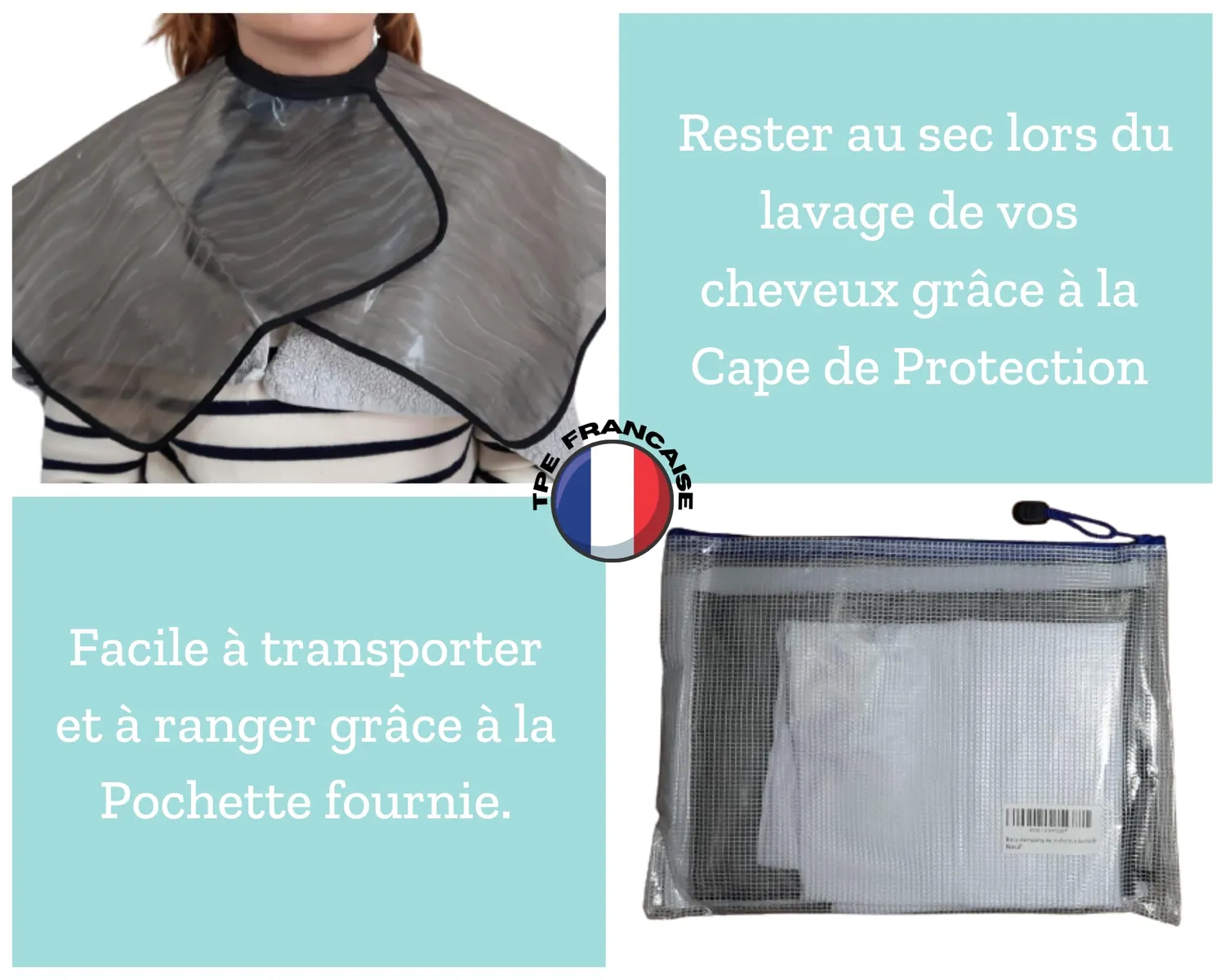 Nioto bac shampoing gonflable avec cape adulte
