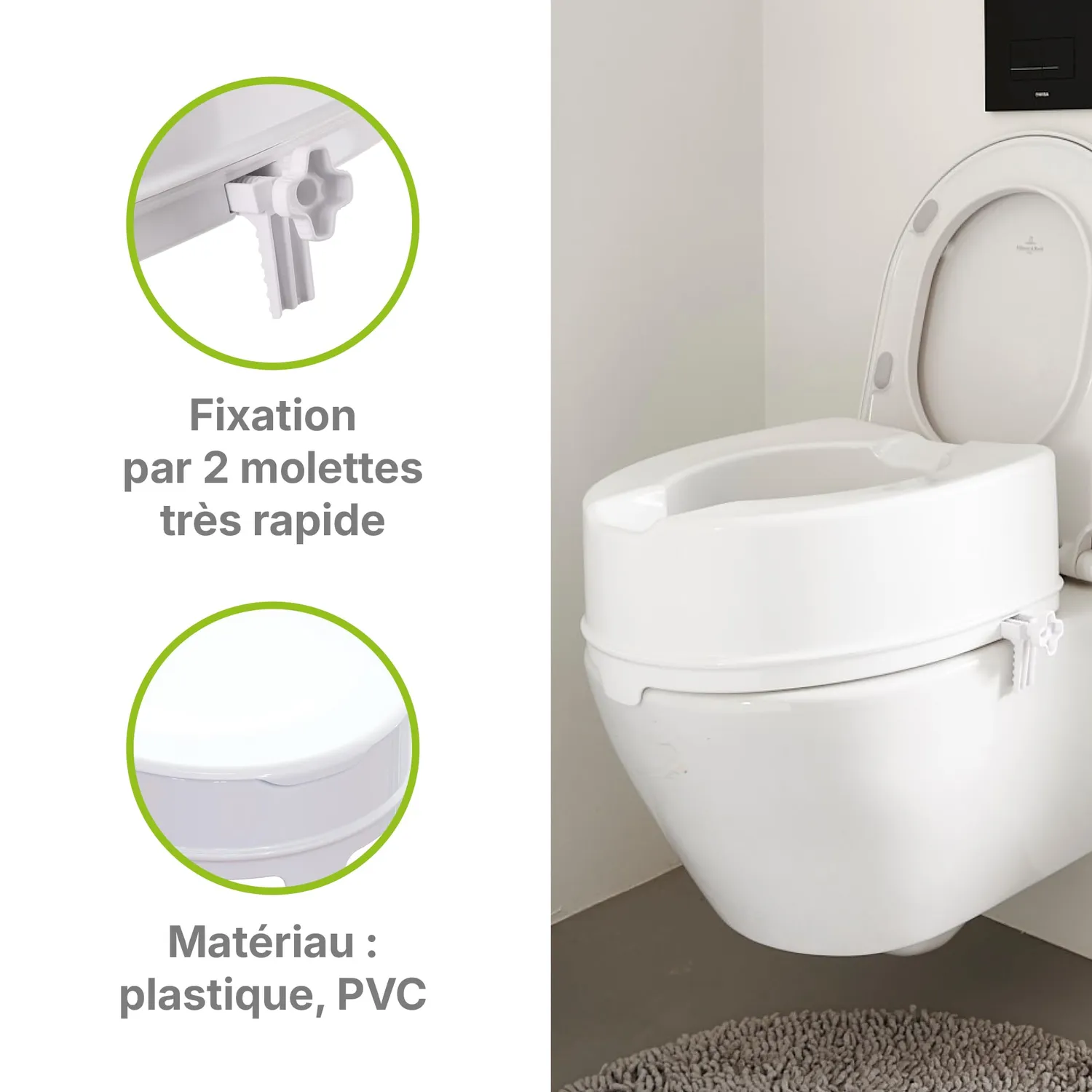 Identités Ibiza réhausse WC sans couvercle 15 cm 225 kg