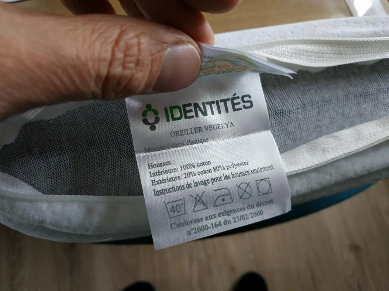 Identités Vegelya Grand Modèle oreiller mémoire charbon