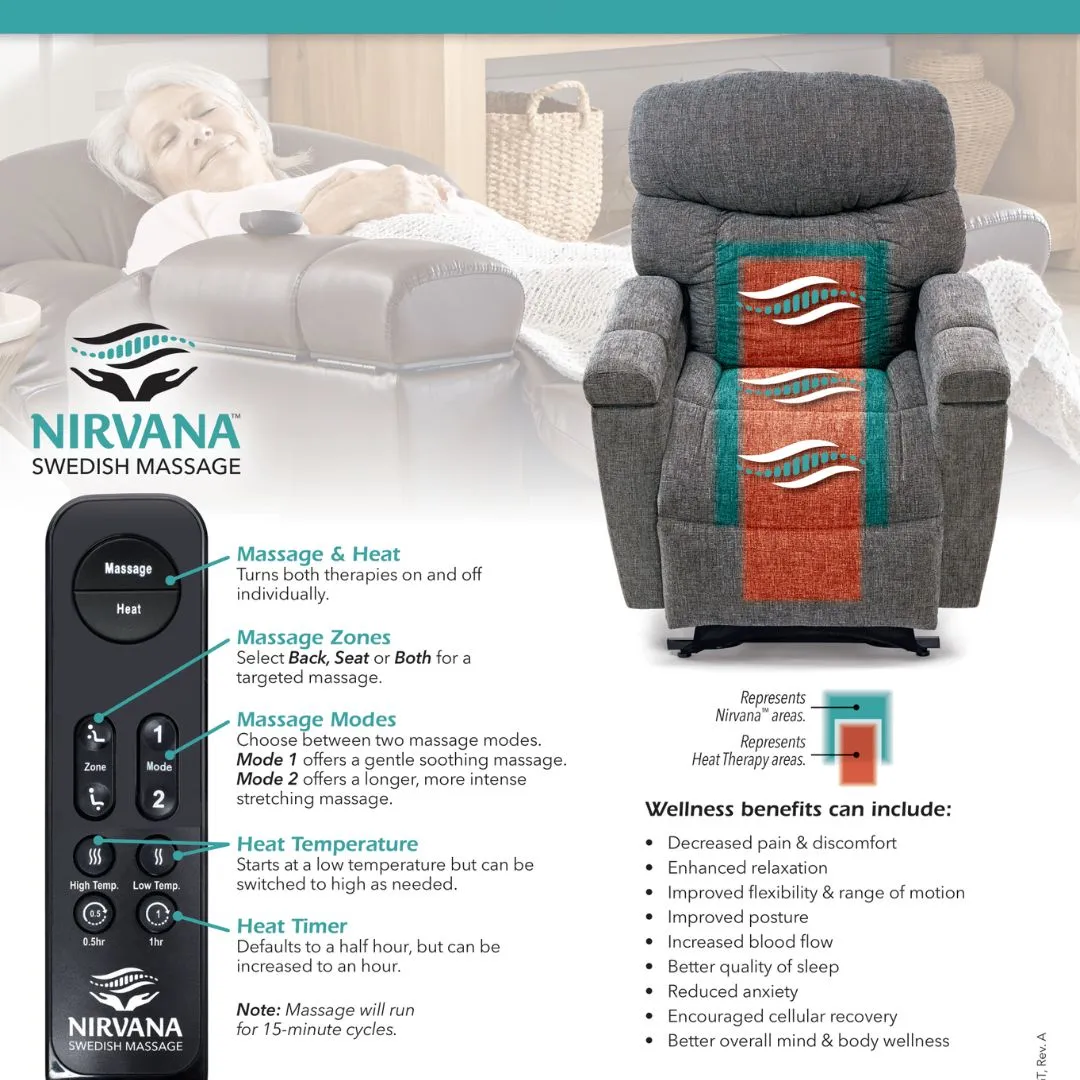 Golden Technologies Nirvana système massage air chaleur fauteuil